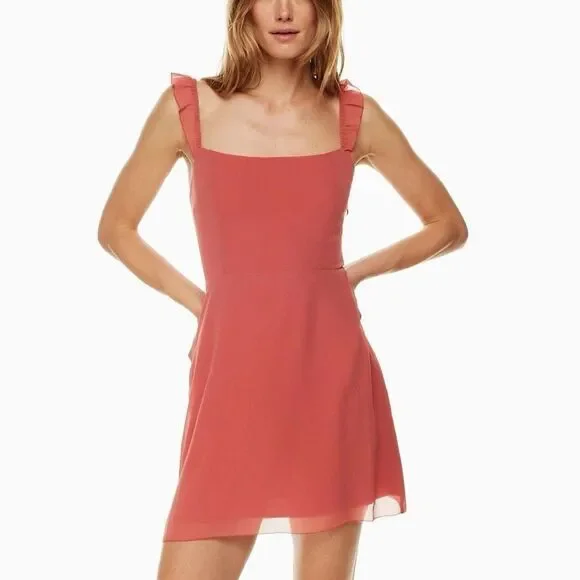 Aritzia Women's Flutter Sleeve Dress Size 12 - Picture 2 of 8